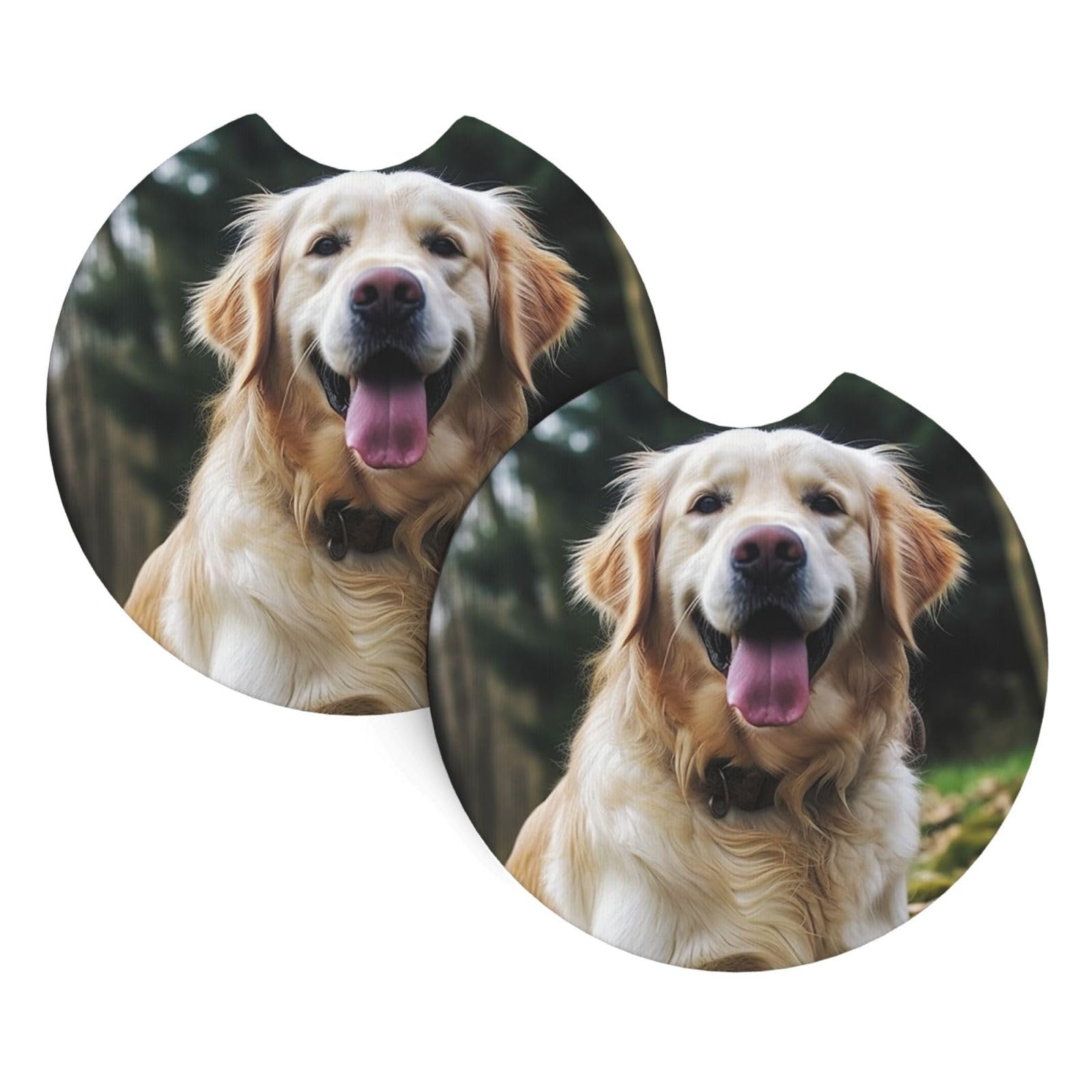 2 Pack Car Coaster for Cup Holders Funny Golden Retriever Car Cup Coaster 2.7" Neoprene Non-Slip Automotive Cup Mat Universal Auto Car Interior Accessories for Women Men Cup Pad
