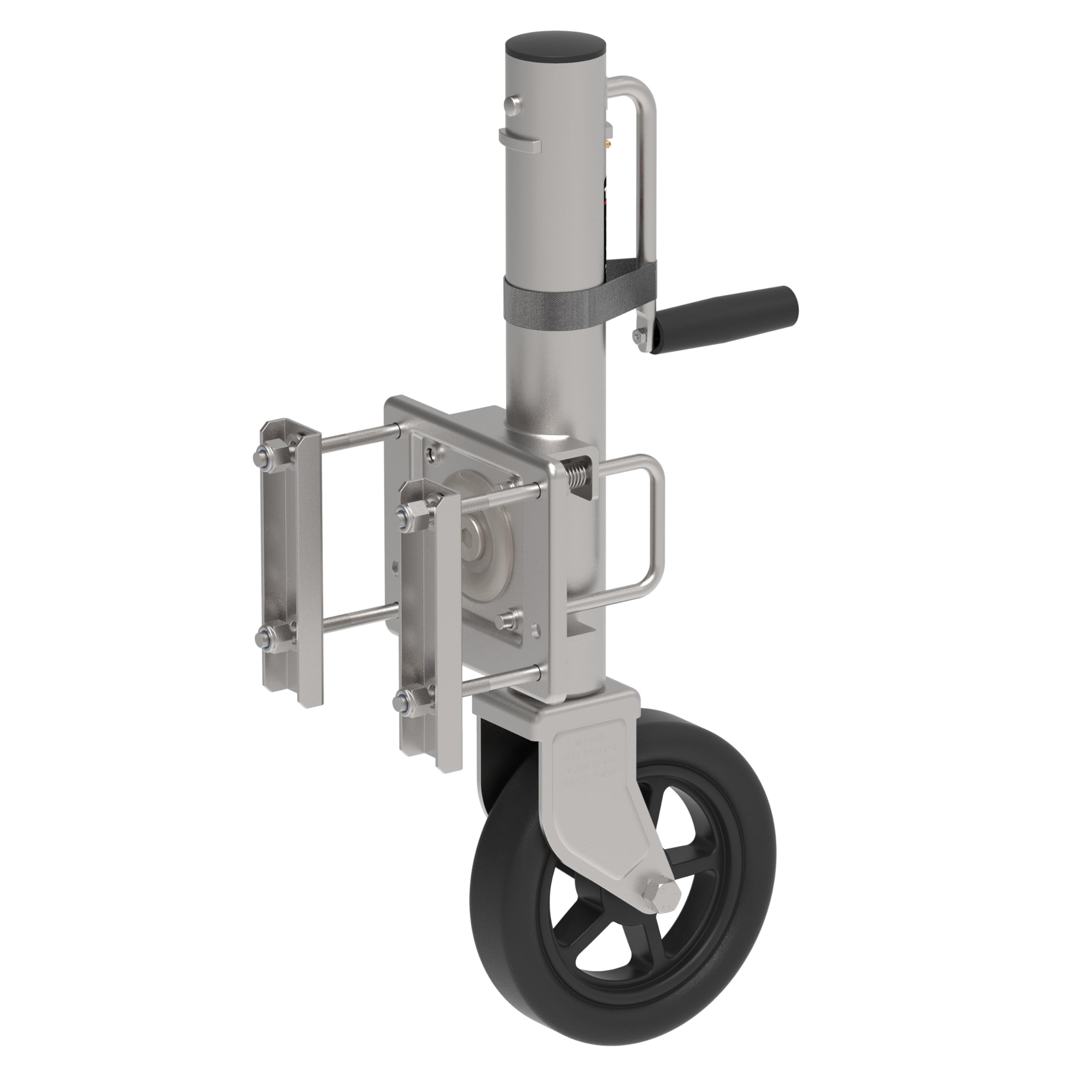 TOWKING 8" Spoke Wheel Trailer Jack, 10" Vertical Movement 1500 Lbs For Rv Boat Trailer And More Silver