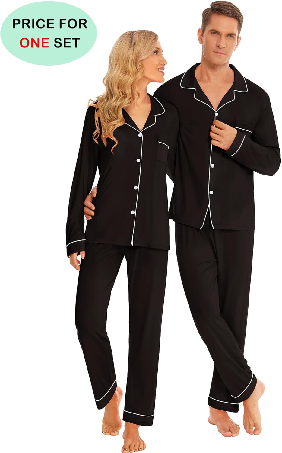 SWOMOG Family Christmas Pajamas Set Women & Men Long Sleeve Pj Set Party Sleepwear Button-Down Loungewear Set - Image 3