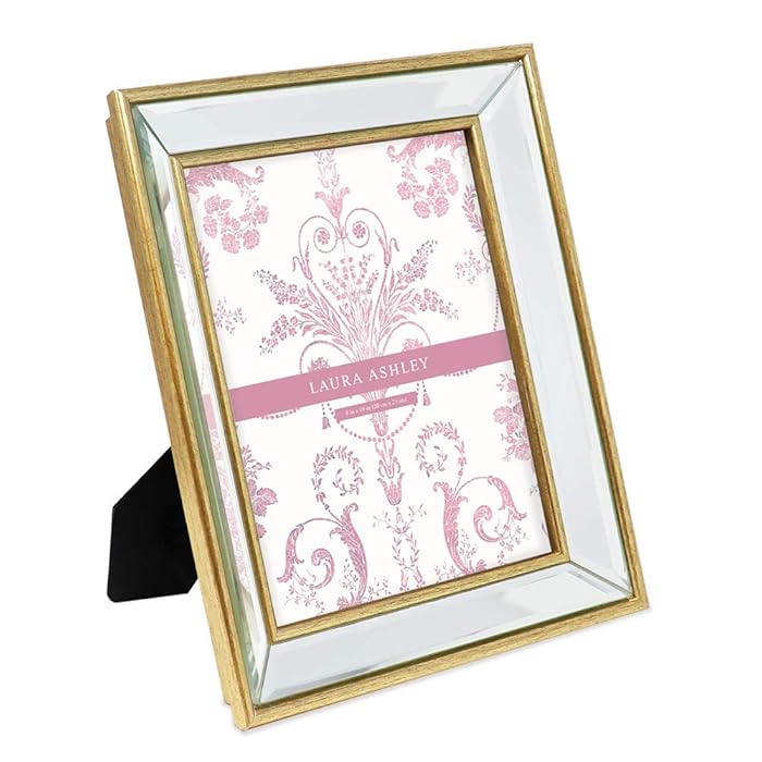 Buy Laura Ashley 8x10 Gold Beveled Mirror Picture Frame, Classic Mirrored Frame with Deep