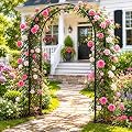 Black Heavy Duty Metal Garden Arch Trellis 90.5" W x 94.5" H for Climbing Plants, Decorative Archway Wedding Arch Frame for Patio, Backyard, Patio, Lawn, Pathway