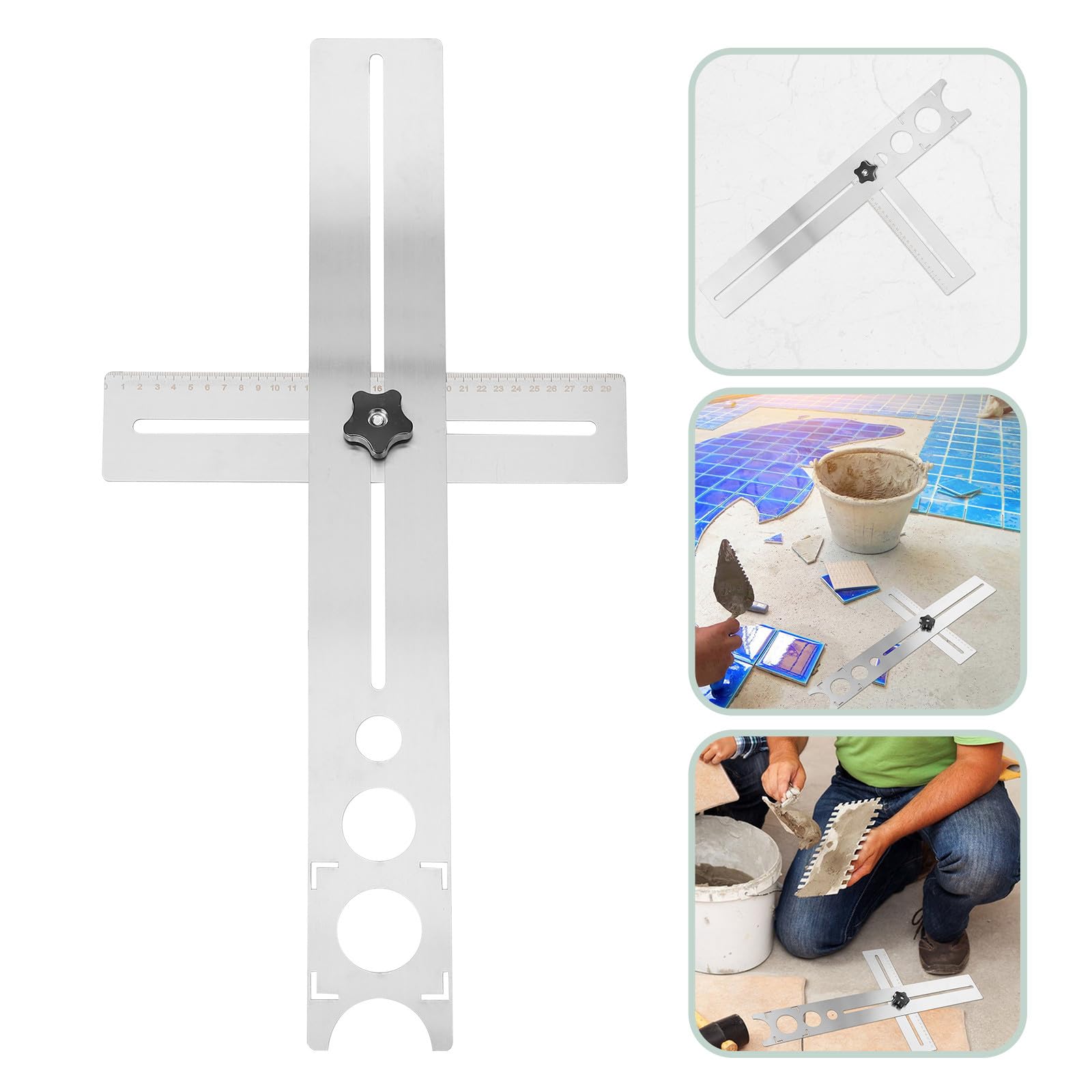Trova fori per piastrelle in ceramica e marmo, righello da 60 cm, in acciaio inox durevole, con foro di precisione per piastrelle con angolo flessibile per vetro e fori per piastrelle