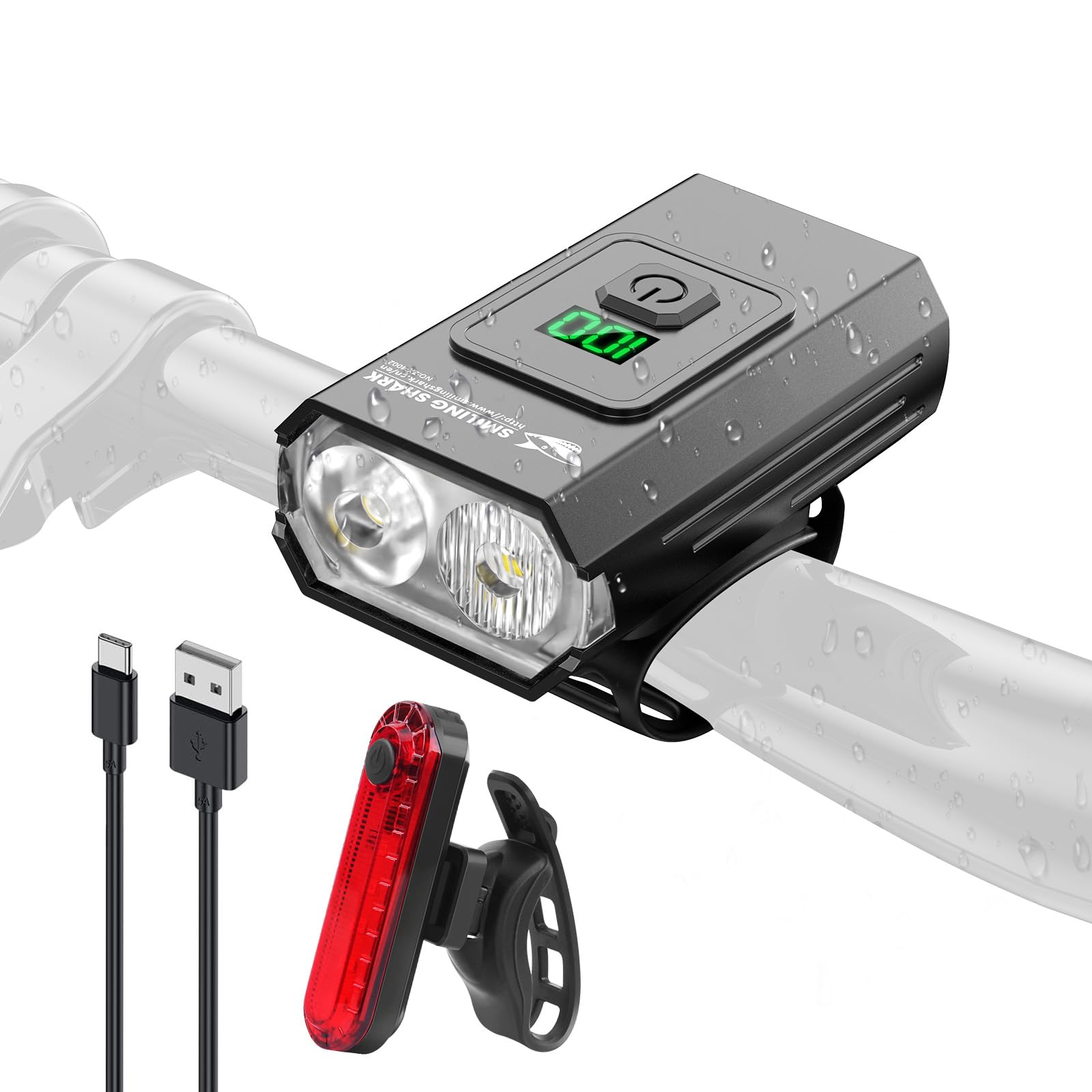 Amazon | Smiling Shark 自転車ライト LED 自転車フロントクリップ