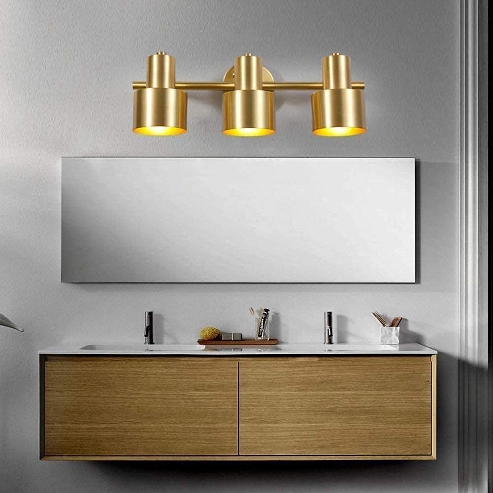 Aplique de Pared Moderno y Creativo para Interiores, con Luces LED de Color norteño, para baño, Armario, tocador, Cobre, 3 Luces (2 Luces)