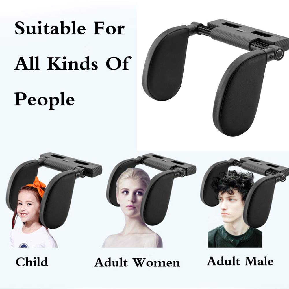 ZXCVB Cuscino Poggiatesta per Seggiolino Auto Poggiatesta da Viaggio per Auto Regolabile in Pelle PU per Testa E Supporto per Collo per Dormire in Viaggio,Black-Headrest
