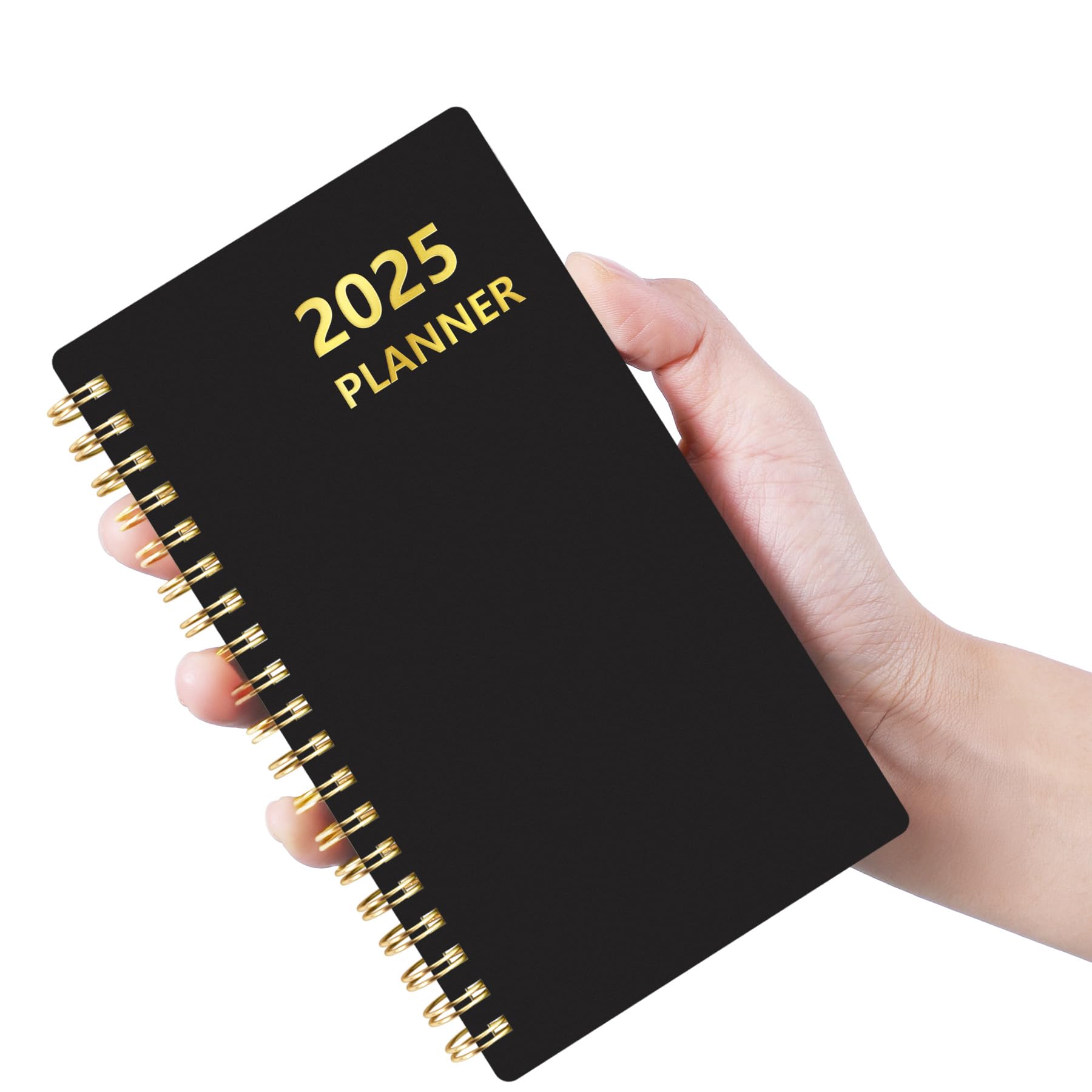 HAUTOCO Pocket Diary 2025 Planner - Diary 2025 Week to View, Spiral Bound Planner Appointment Work Book 17.1 x 9.6 cm Weekly Monthly Planner for Business Office Academic Personal Use, Black