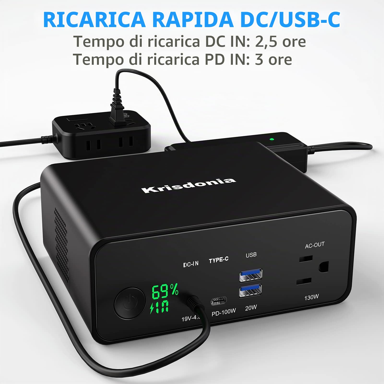 power bank, batteria esterna a ricarica rapida 40000mAh con presa AC/porta USB-C PD 100W / 2 USB-A QC3.0 caricatore portatile per laptop MacBook CPAP campeggio all'aperto viaggio