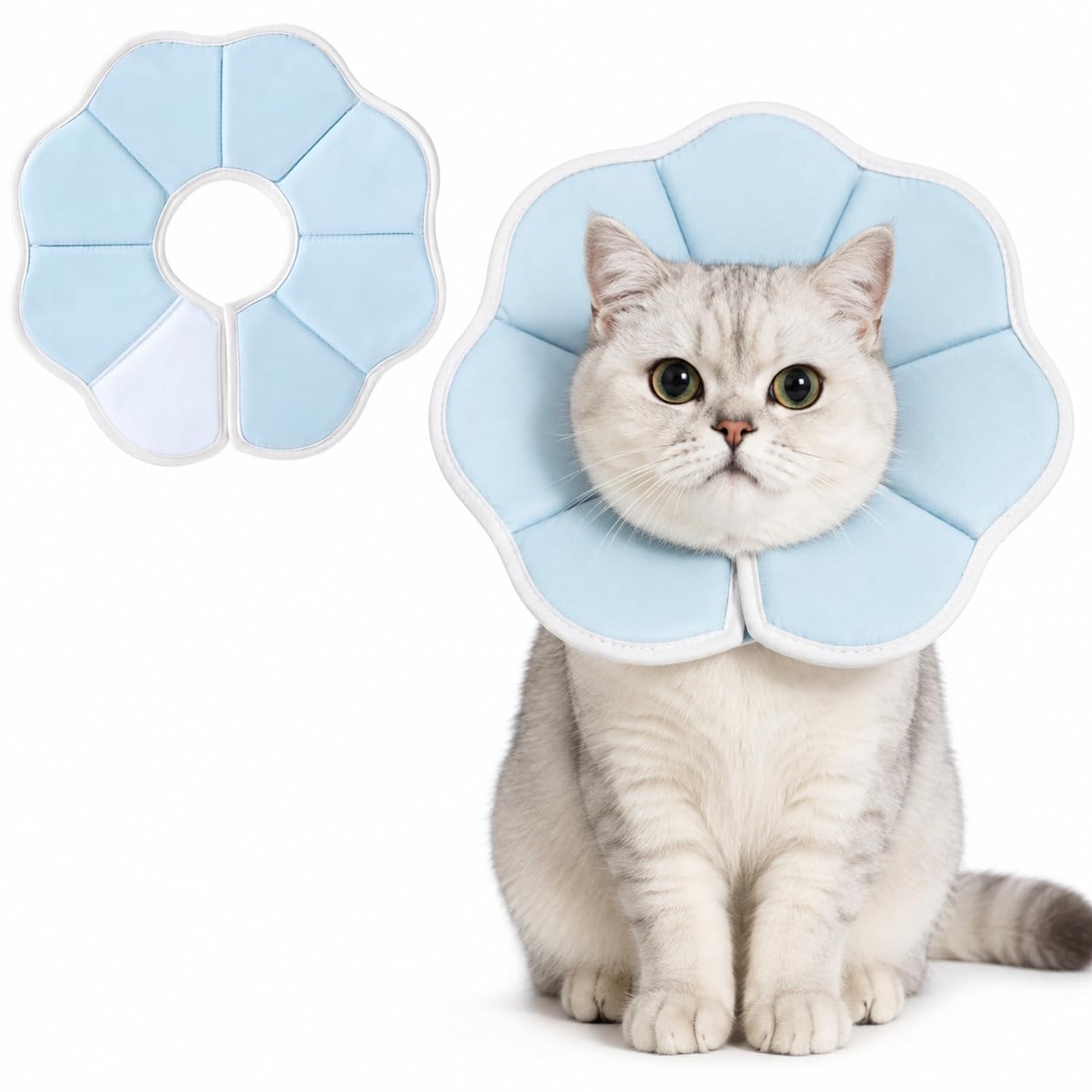 Avont エリザベスカラー 犬用 猫用 ソフト 軽量 手術後 傷口保護 舐め防止 引っ搔き防止 （ブルー）