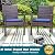 PHI VILLA 5 Piece Outdoor Dining Set with Umbrella, 37" Square Metal Dining Table & Cushioned Rattan Chairs with 10ft Blue Umbrella for Patio, Deck, Yard, Porch