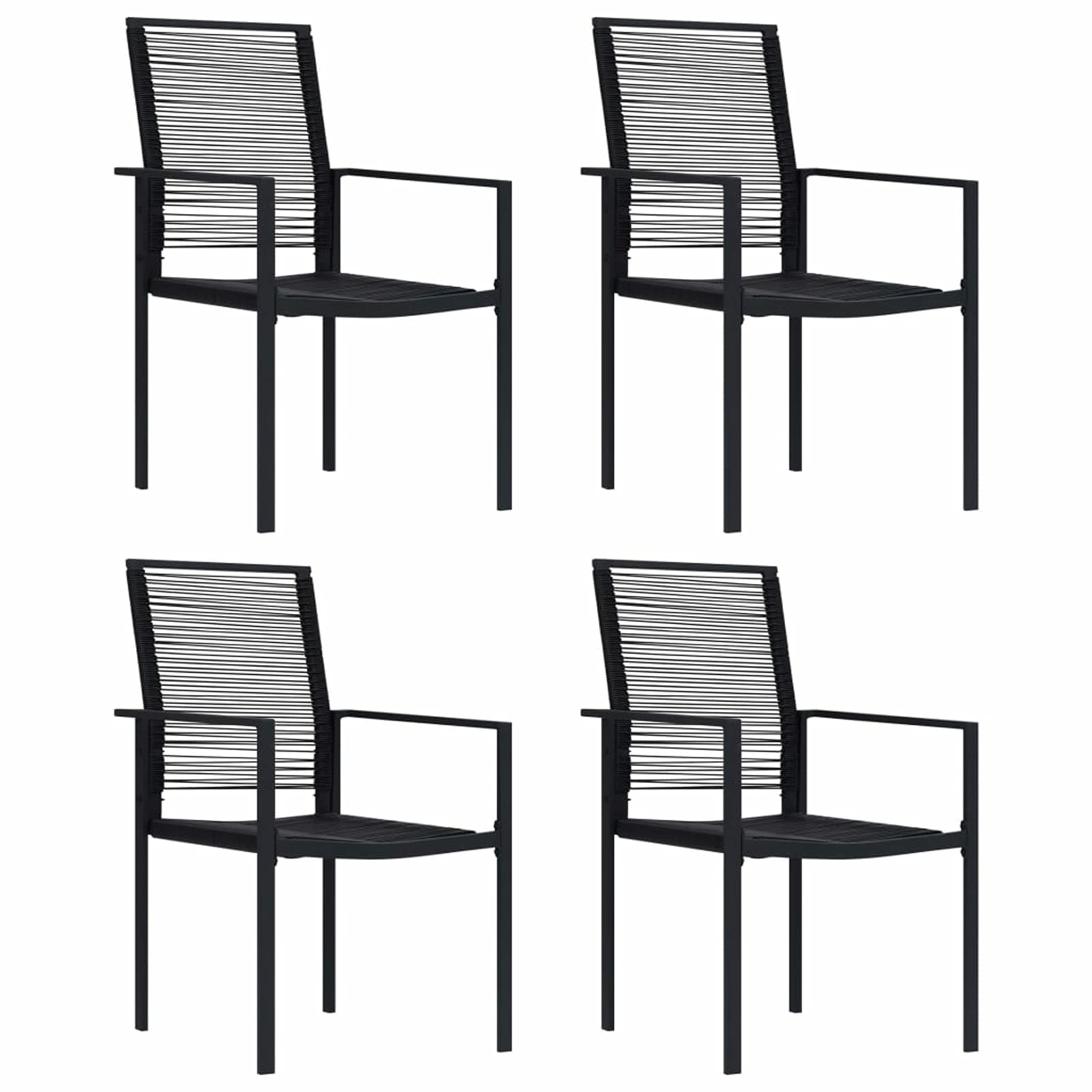Juego de Comedor para Jardín de 5 Piezas con Mesa de Vidrio y Sillas de Ratán de PVC - Negro