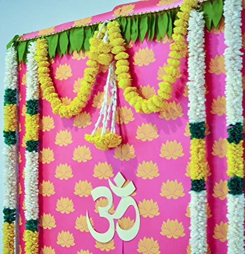 Image of Desi Favors Hot Pink Lotus Paper Backdrop Sheets - Indian Backdrop Decorations for Wedding Background Wall Banner Set - 72x84 Inch