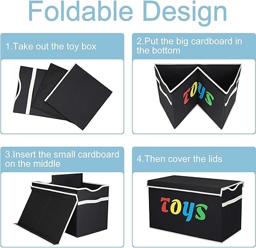 Miniatura 4 de VICTORICH Caja de juguetes de 100 litros, contenedores de almacenamiento plegables resistentes con tapas, cajas organizadoras de almacenamiento de