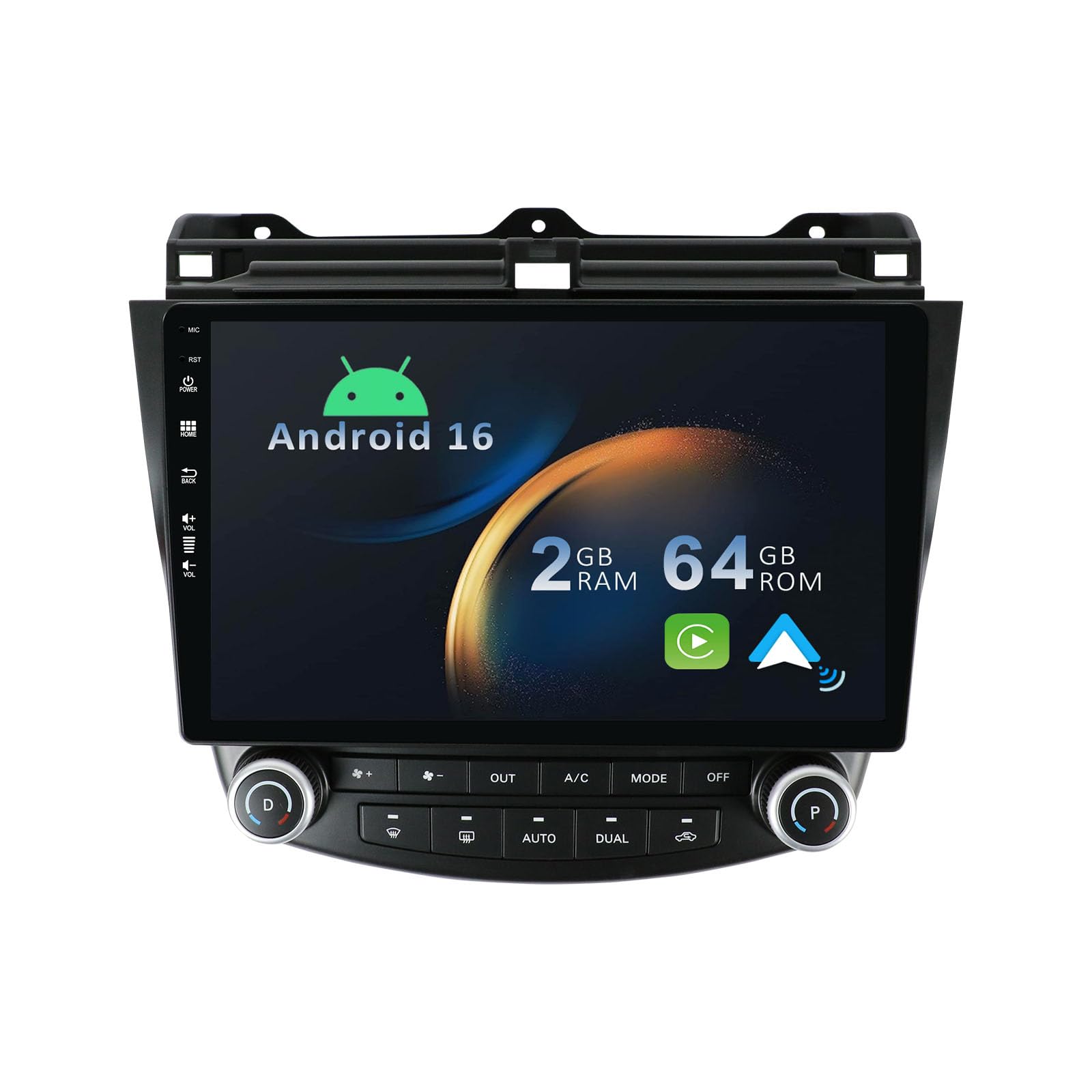 YUNTX [2+64G] Android 16 Radio para Coche Android 15 para Honda Accord 2003-2007 - [ Integrado CarPlay/Android Auto/GPS/Mirrorlink] - Pantalla táctil IPS de 10,1" - SWC | Bluetooth 5.0 | USB | 4G