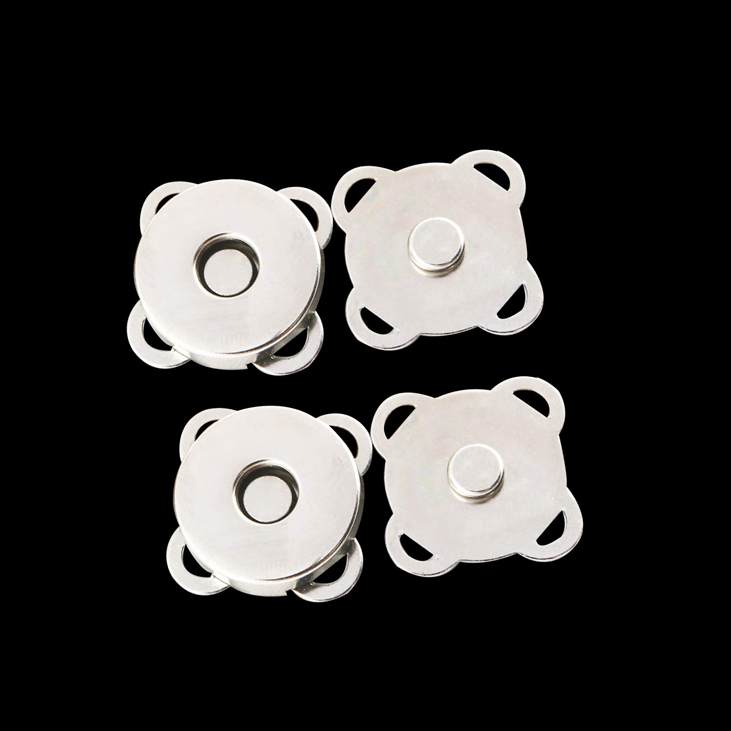 Cierres magnéticos de metal, accesorio de costura para ropa de bricolaje, manualidades, bolsos, abrigos de cuero, chaquetas y bolsos (18 mm, plata, 2 piezas) [Plata (14 mm) 50]