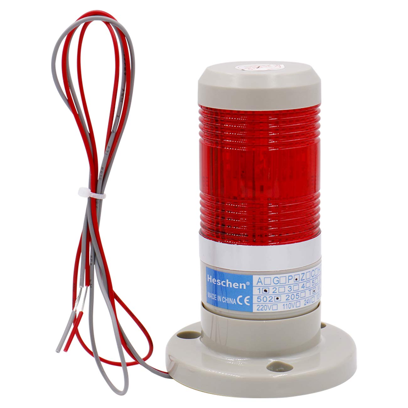 Heschen Ampoule LED Avertissement Tour Signal Lumière, Lumière continue, 12VDC Rouge