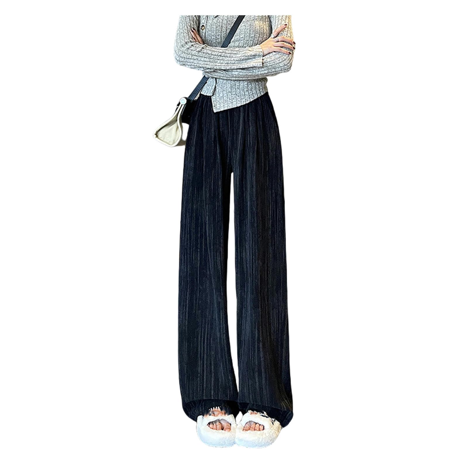 Pantaloni Tuta Donna Pantaloni Autunnali E Invernali in Velluto da Donna in Cotone retrò Pantaloni Sciolti-Nero-m