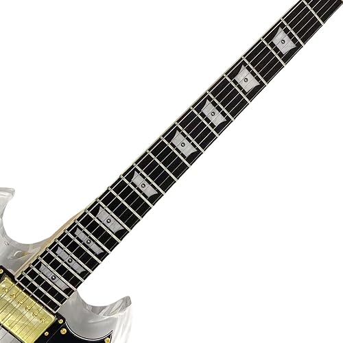 Miniatura 8 de Guitarra eléctrica con luz LED, cuerpo acrílico transparente, cristal de guitarra, cuello de arce, tono dulce (kit-led-sg)