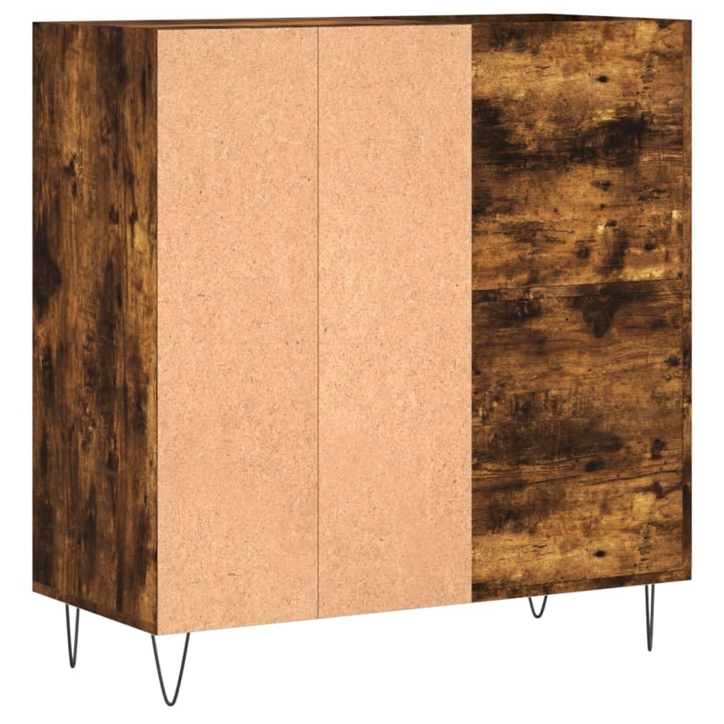 Armadio per dischi in rovere affumicato, scaffale per dischi in vinile, con gambe in metallo, stile retrò, 84,5 x 38 x 89 cm