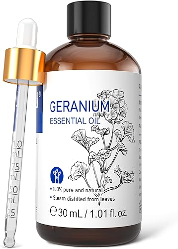 HIQILI Aceite esencial de geranio de 30ML, para la piel, difusor y vela, 100% puro y natural - 30 mL  1 fl.Oz