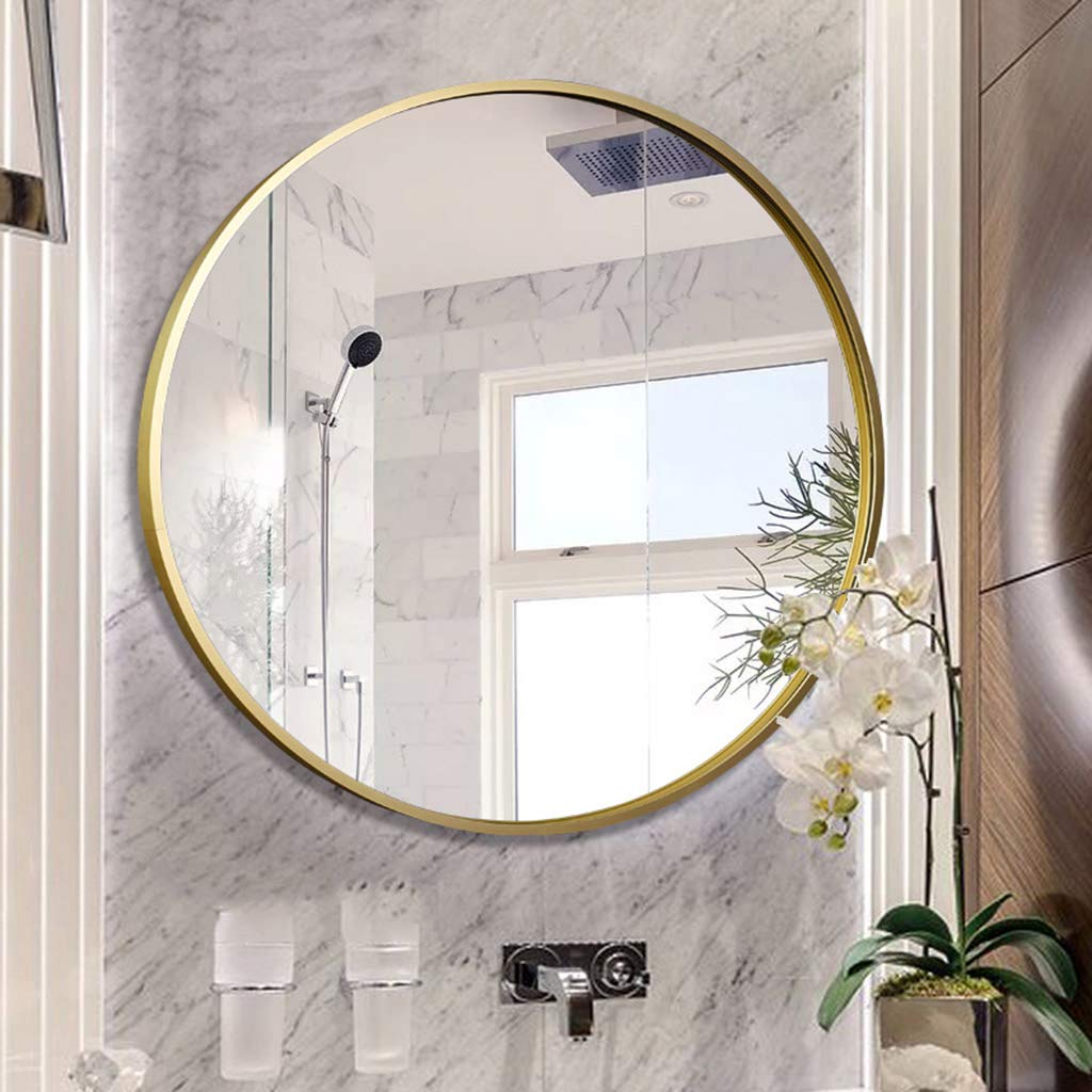 NEUWEABY Gebogen Wandspiegel voor Badkamer, 50x75cm Gebogen Spiegel, Wandspiegel met Metalen Frame, Goud Wastafelspiegel Decor voor Schouw, Slaapkamer, Ingang, Woonkamer