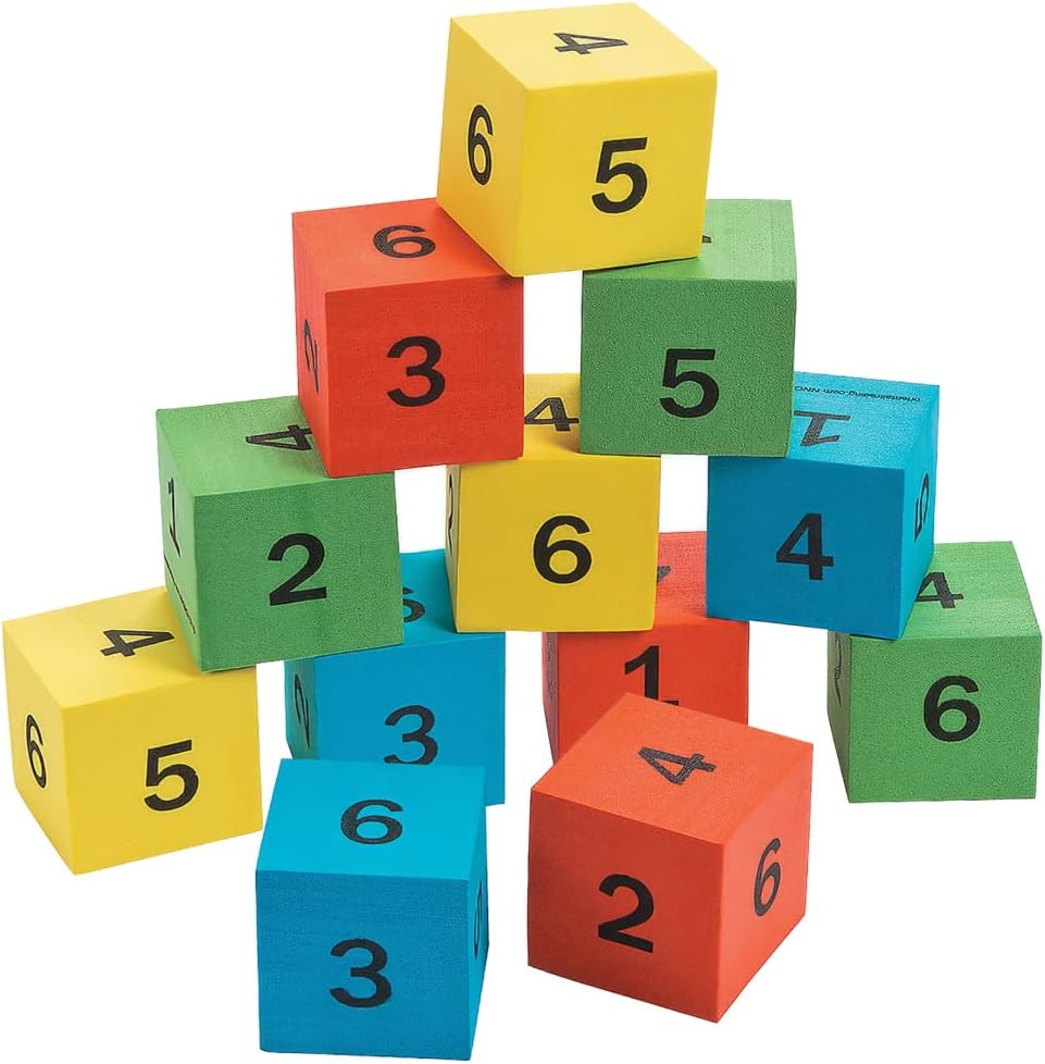 Foam Number Math Dice - 12 Pieces - Educational and Learning Activities for Kids