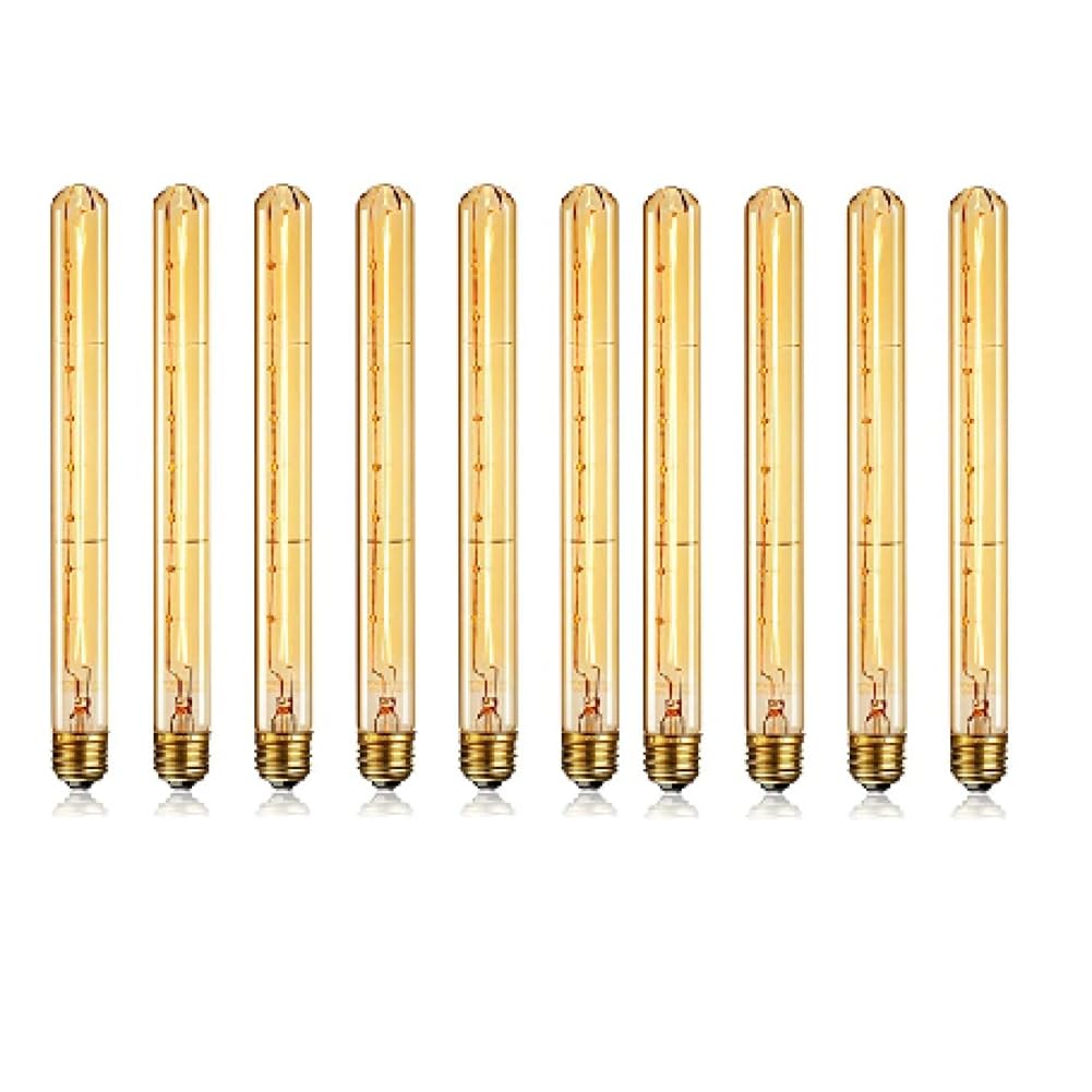 Ampoule Décorative Tubulaire à 40W, Ampoule Rétro, Filaments Virtuels Dimmables, Ampoule Vintage 220V, pour Chandelier Industriel, Maison, Bar, Lot de 10 Pièces