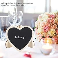 Vista 2 de 10 mini letreros de pizarra de madera, pizarra con soporte de caballete, pizarra en forma de corazón, tablero de mensajes de escritorio