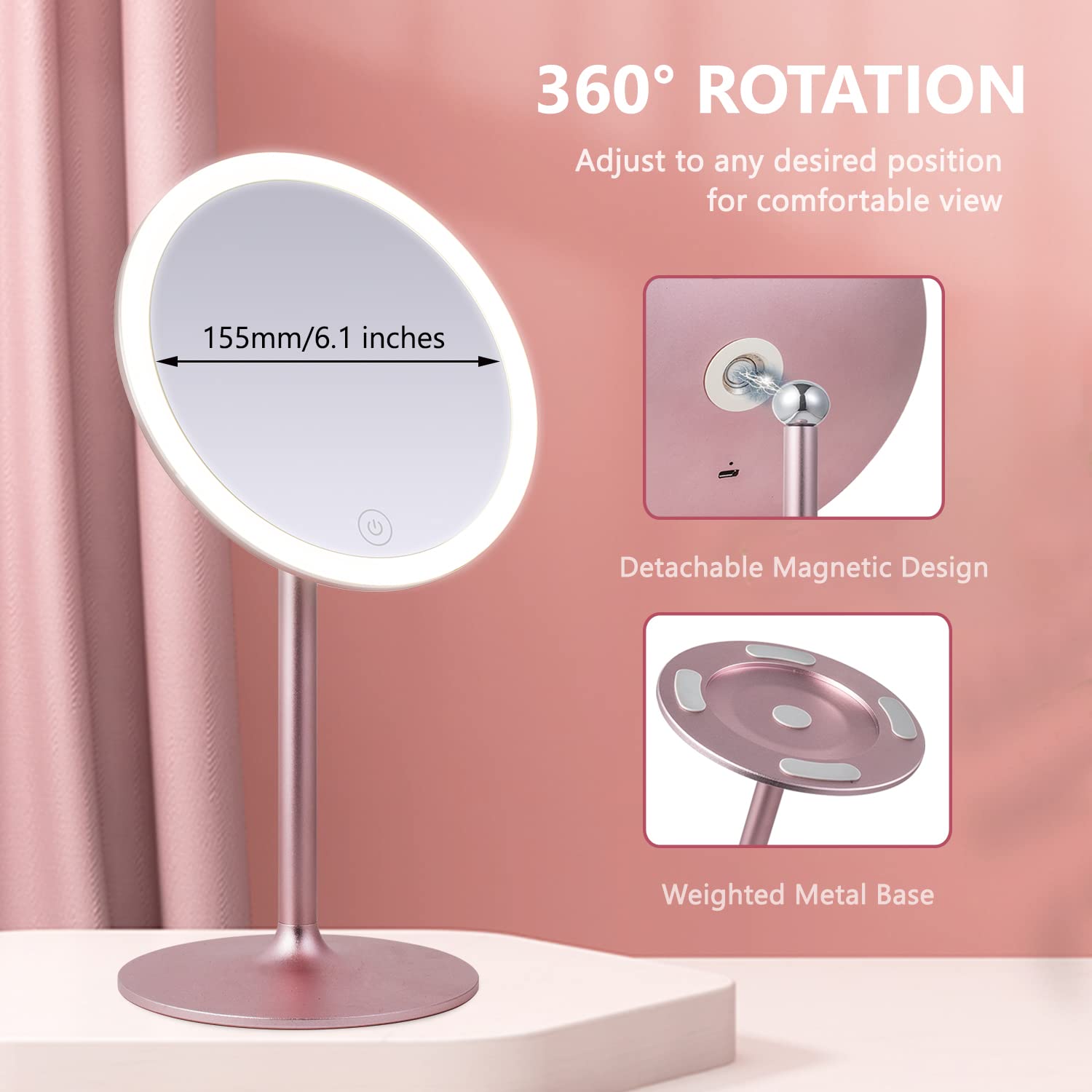 LED Kosmetikspiegel Mit Beleuchtung - 3 Farben & Helligkeitsstufen