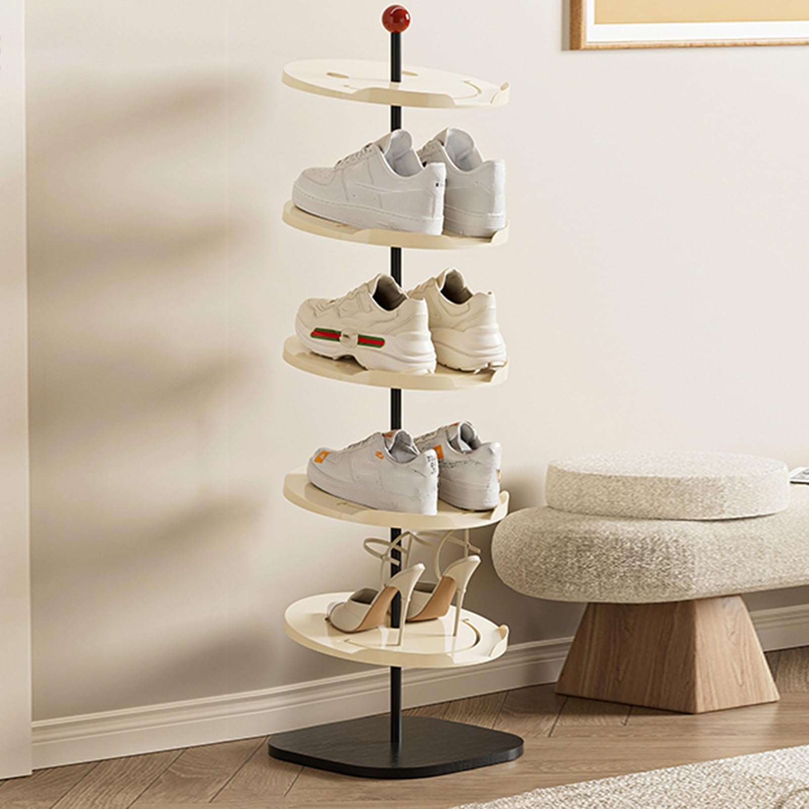 POLGDW Vertical Shoe Rack nizer 3 4 5 Tier Narrow Storage for Boots Sneakers & Heels Space Saving Solution for Entryways Living Rooms & Bedrooms (White 111cm 43.7in)