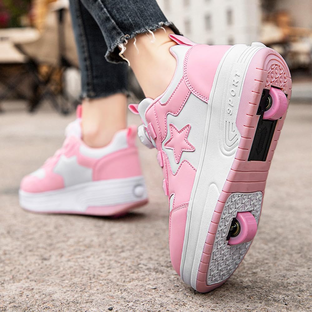 Mateju 2 en 1 Patins à roulettes Automatiques Rétractables Chaussures de Skateboard 29-41 EU