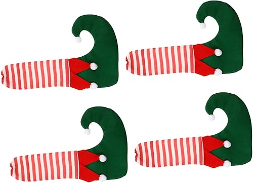 Gogogmee 4 unids Botas cortas de escritorio para silla de Navidad, calcetines de pie, calcetines de Navidad, utenciles de franela, cubierta de