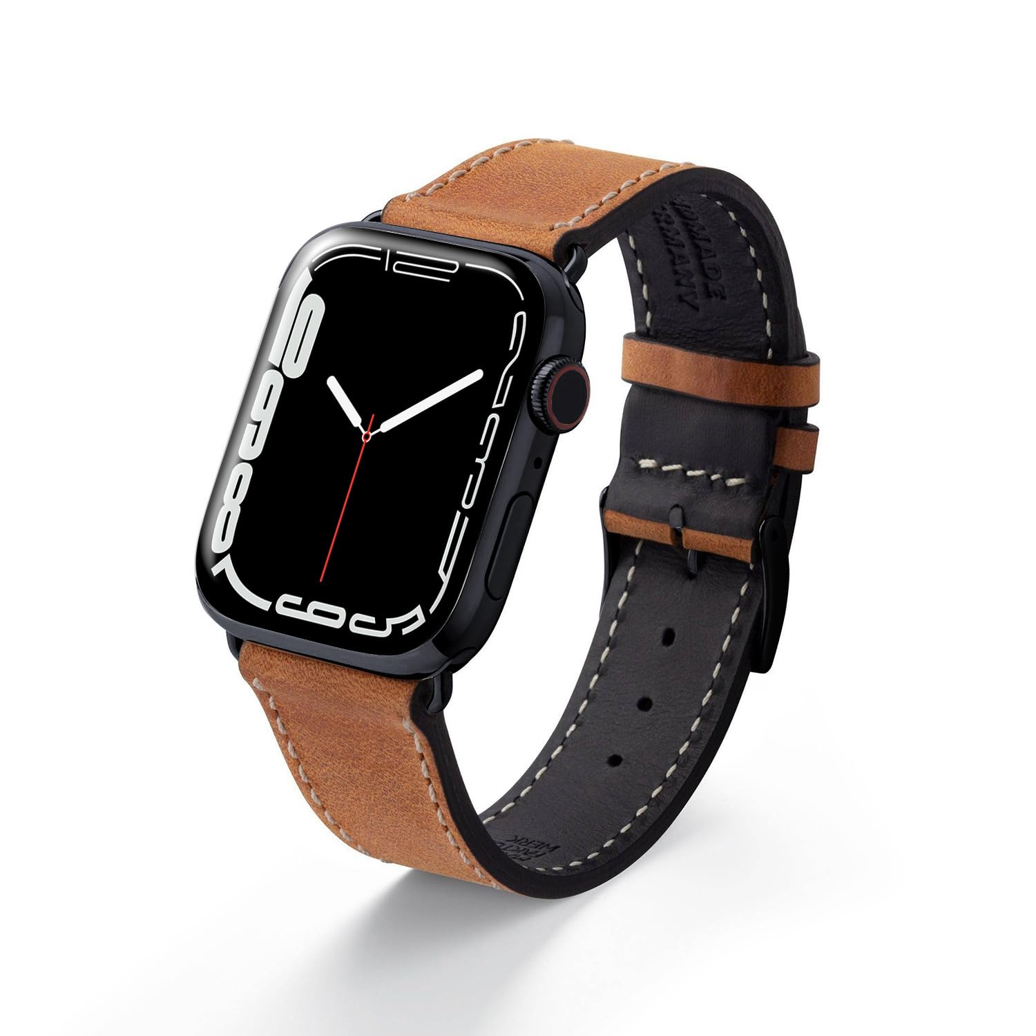 Armband HOHELUFT | kompatibel mit Apple Watch 1-9, SE | Leder | für Damen und Herren | Sport | Cognac