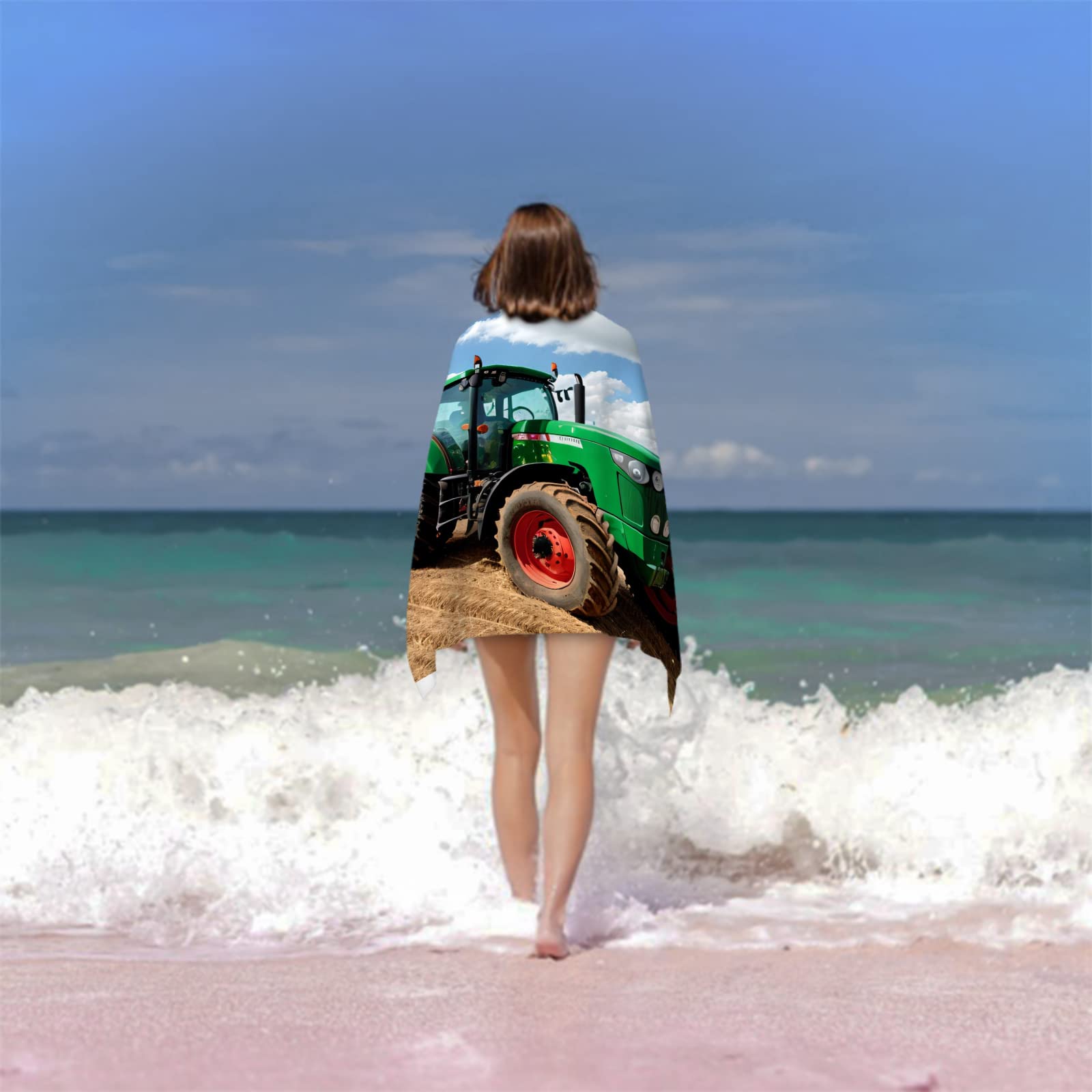 Beach Towel With Car & Tractor Print – Super Absorbent Microfiber, Quick-Dry, 52x32 Inches - View #10