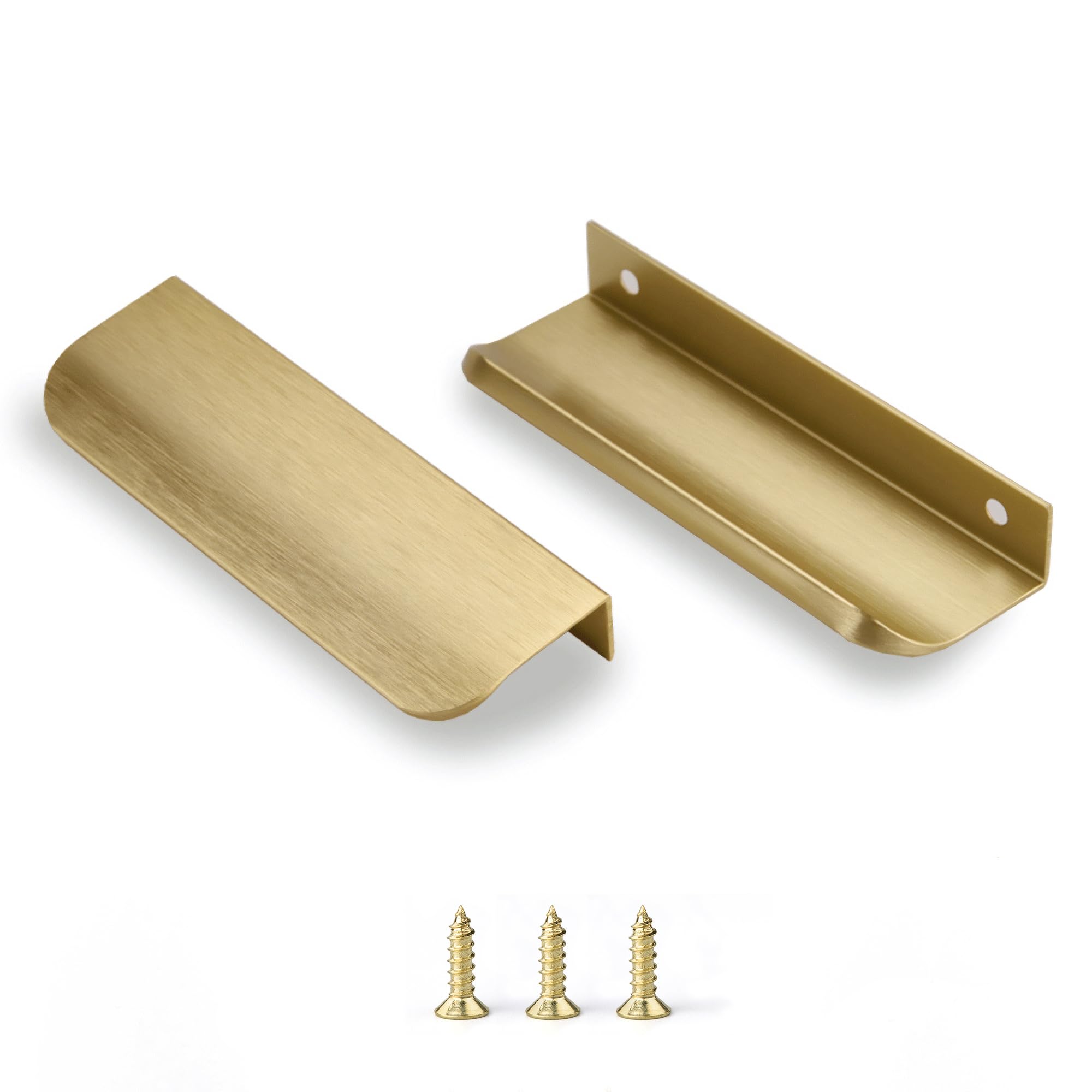sunlithor Edge Finger Tab Pull for Cabinets Hardware Closet Pulls Square Bar Pulls Drawer 5Pack Easy to Install 6inch 150mm Brushed Brass — image 1