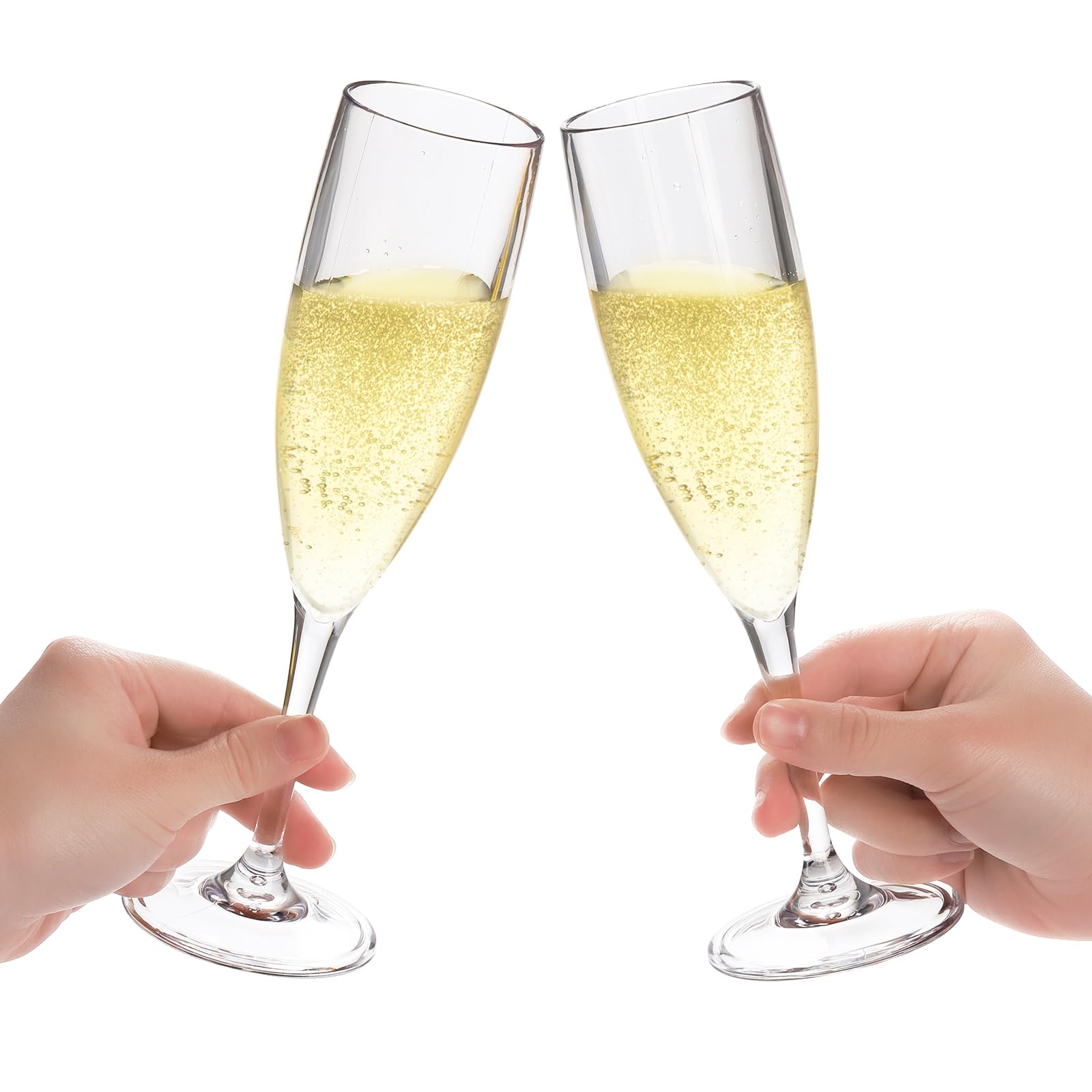 Elsjoy Lot de 8 flûtes à champagne en acrylique de 170 ml - Verres à champagne incassables - Gobelets à champagne réutilisables pour mariage, fête, bar