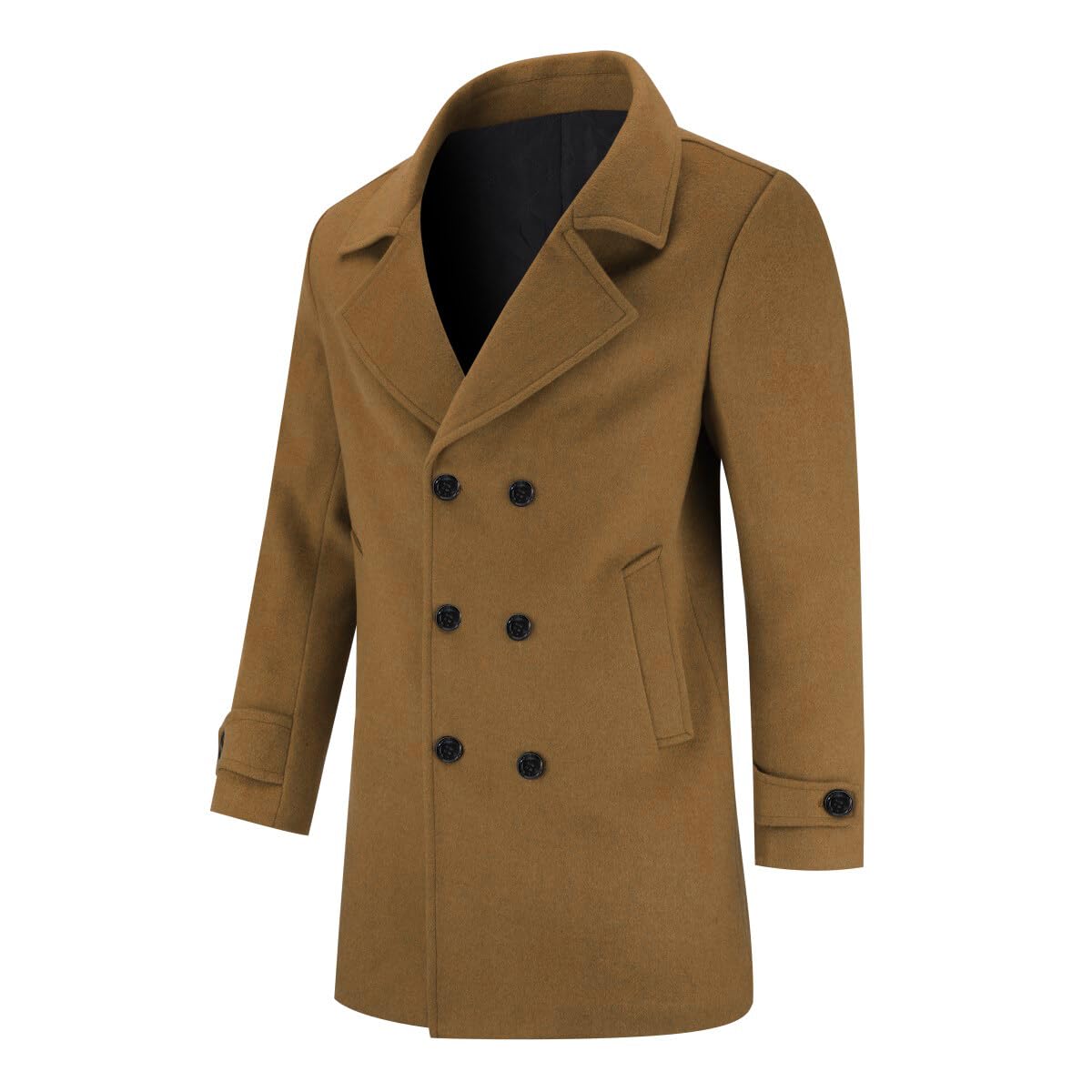 Allthemen Cappotto di Lana da Uomo Inverno Doppiopetto Coat Invernale di Media Lunghezza Caldo per Il Business