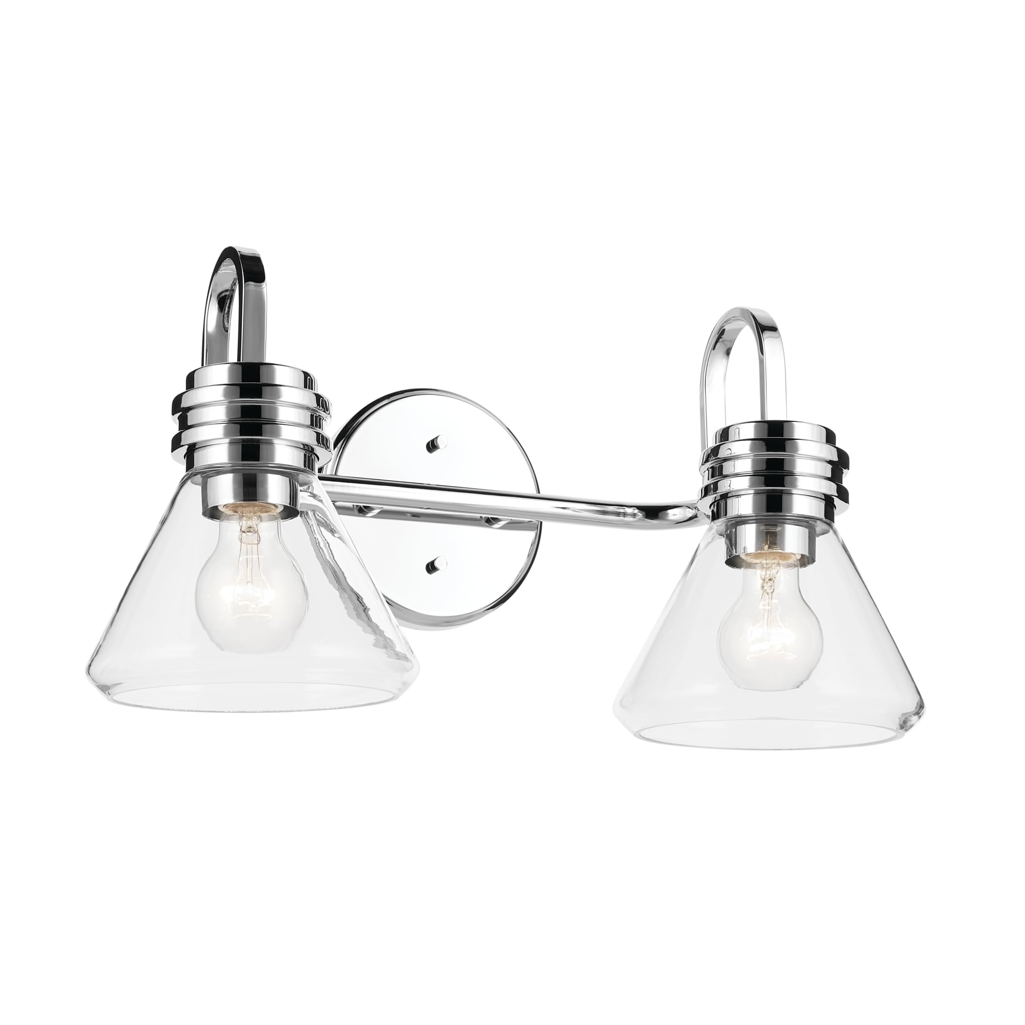 Kichler Farum 2-Light Bathroom Vanity Light, Chrome | Modern vanity light with clear glass for bathroom mirrors (19.25" x 9.5"), 55154CHCLR