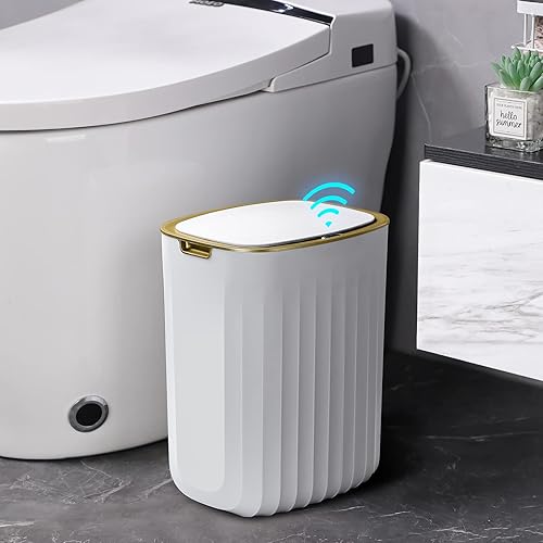 MOPUP - Cubo de basura para baño con tapa cubo de basura con sensor de movimiento de 37 galones cubo de basura eléctrico para cocina cubo de basura