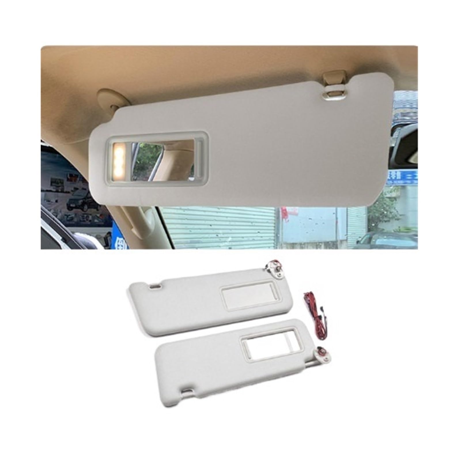 Kompatibel Für Toyota Land Cruiser 2010 150 Modifizierte Sonnenblende Windschutzscheibe Wichtigsten Co-Pilot Kosmetik Spiegel LED Licht Original Zubehör(Style 6)