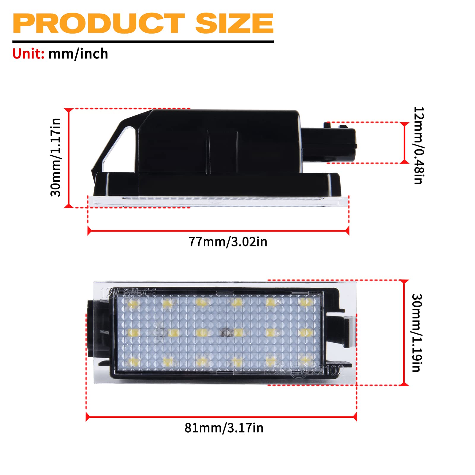 POPMOTORZ Éclairage de plaque d'immatriculation LED pour Renault Vel Satis Twingo 2 Clio 3 Clio 4 Espace 4 Laguna 3 Laguna 2 Phase 2 Master 2 Megane 2 Megane 3 2835 SMD avec CAN-Bus, 2 Pièces