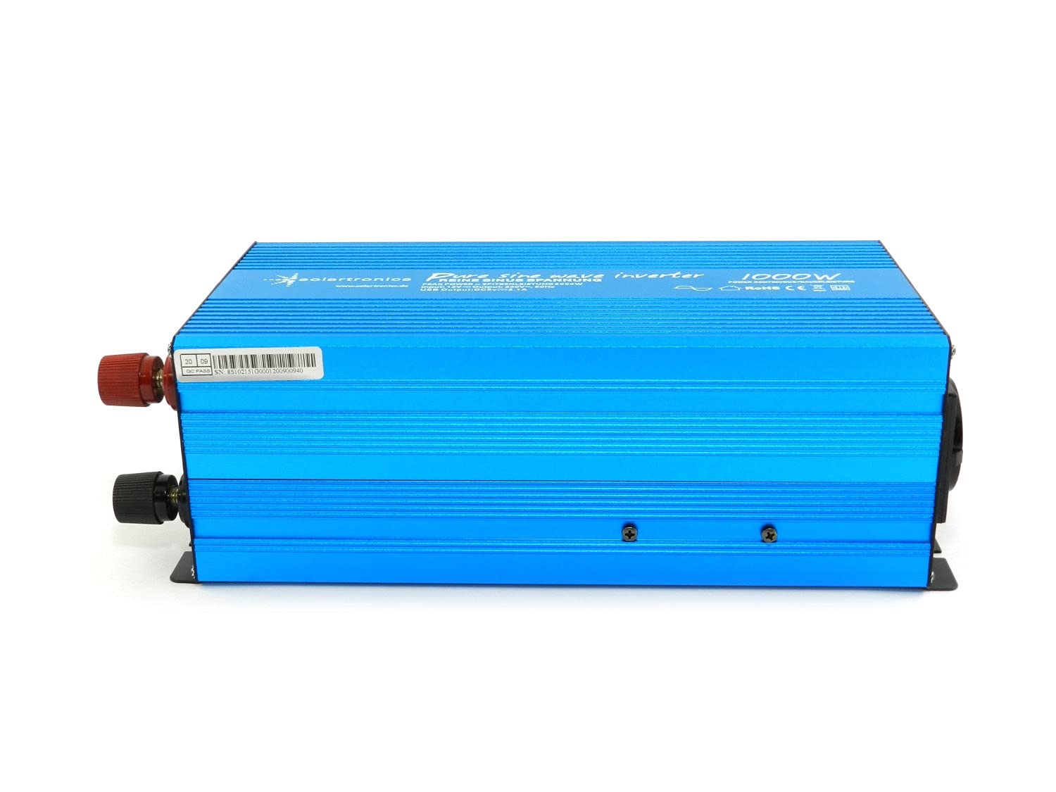 solartronics TS1000 przetwornica napięcia 12 V na 230 V, 1000 W, 2000 W, czysta sinusoida, niebieski falownik solarny gniazdo USB AC