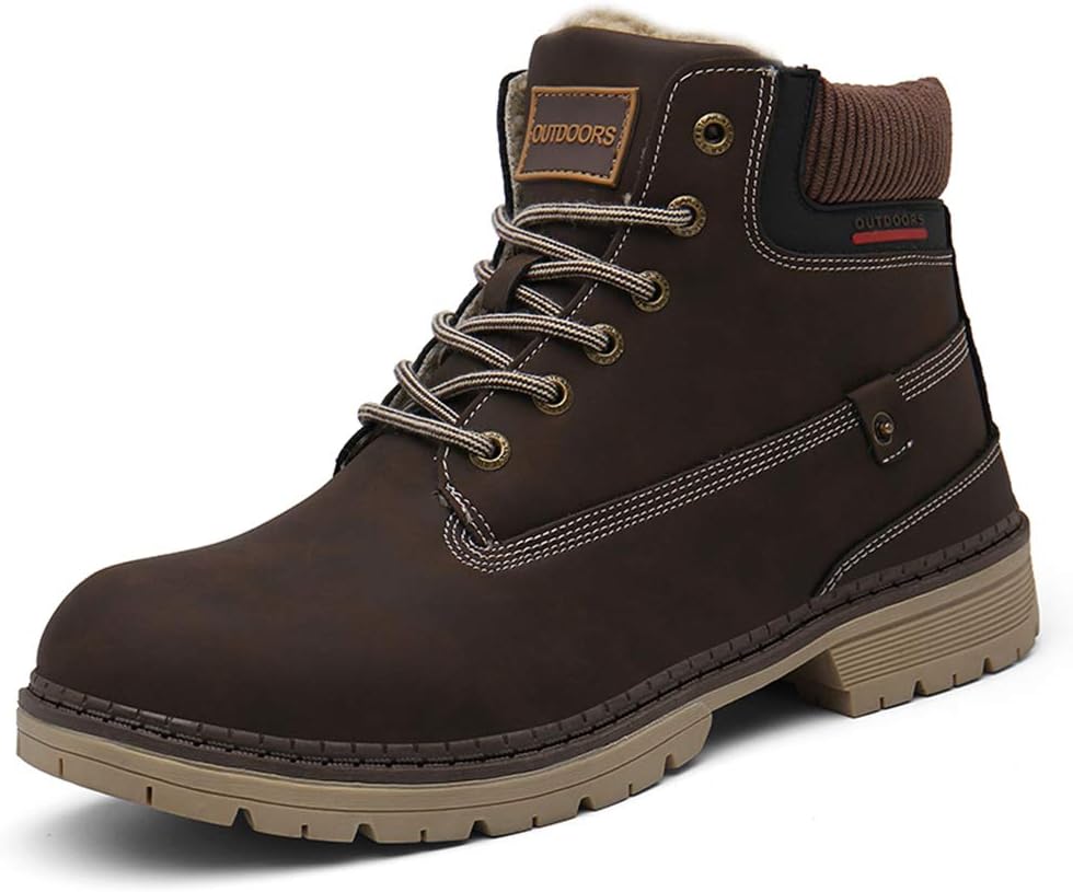 SKDOIUL Mens Winter Snow Boots Leather Ankle Walking Shoes with Warm Fur SKDOIUL Mens Winter Snow Boots Leather Ankle Walking Shoes with Warm Fur