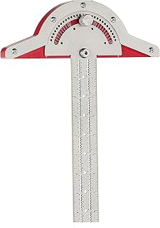 Stainless Steel Protractor Ruler, 20-Inch Two Arm Woodworking Edge Rule for Carpentry, Geometry & Art Painting(15 Inches)