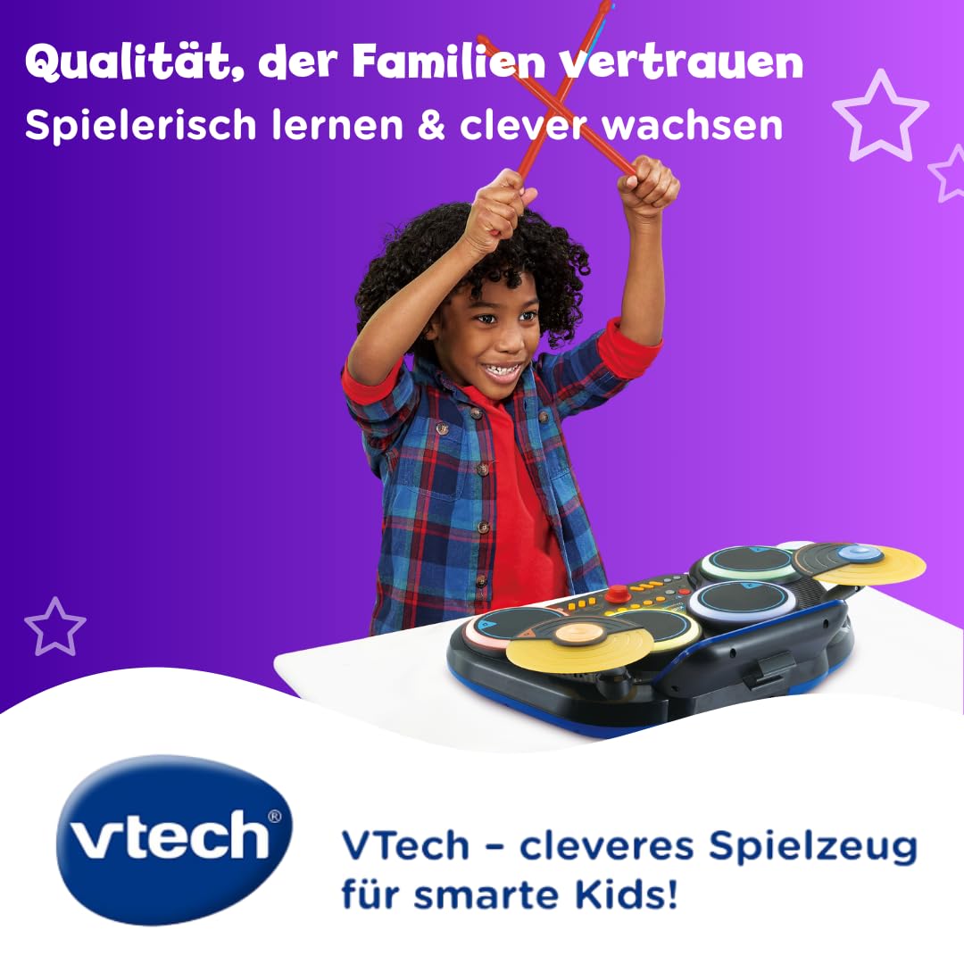 VTech Kidi DJ Drums – Elektronisches Schlagzeug mit Leuchteffekten
