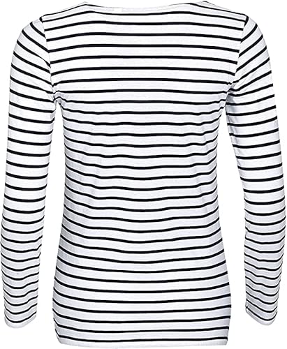 Marinière Camiseta para mujer/niña | Camiseta Mariniere de manga larga azul marino y blanco a rayas | Camiseta para mujer 100% algodón |, azul, XXL