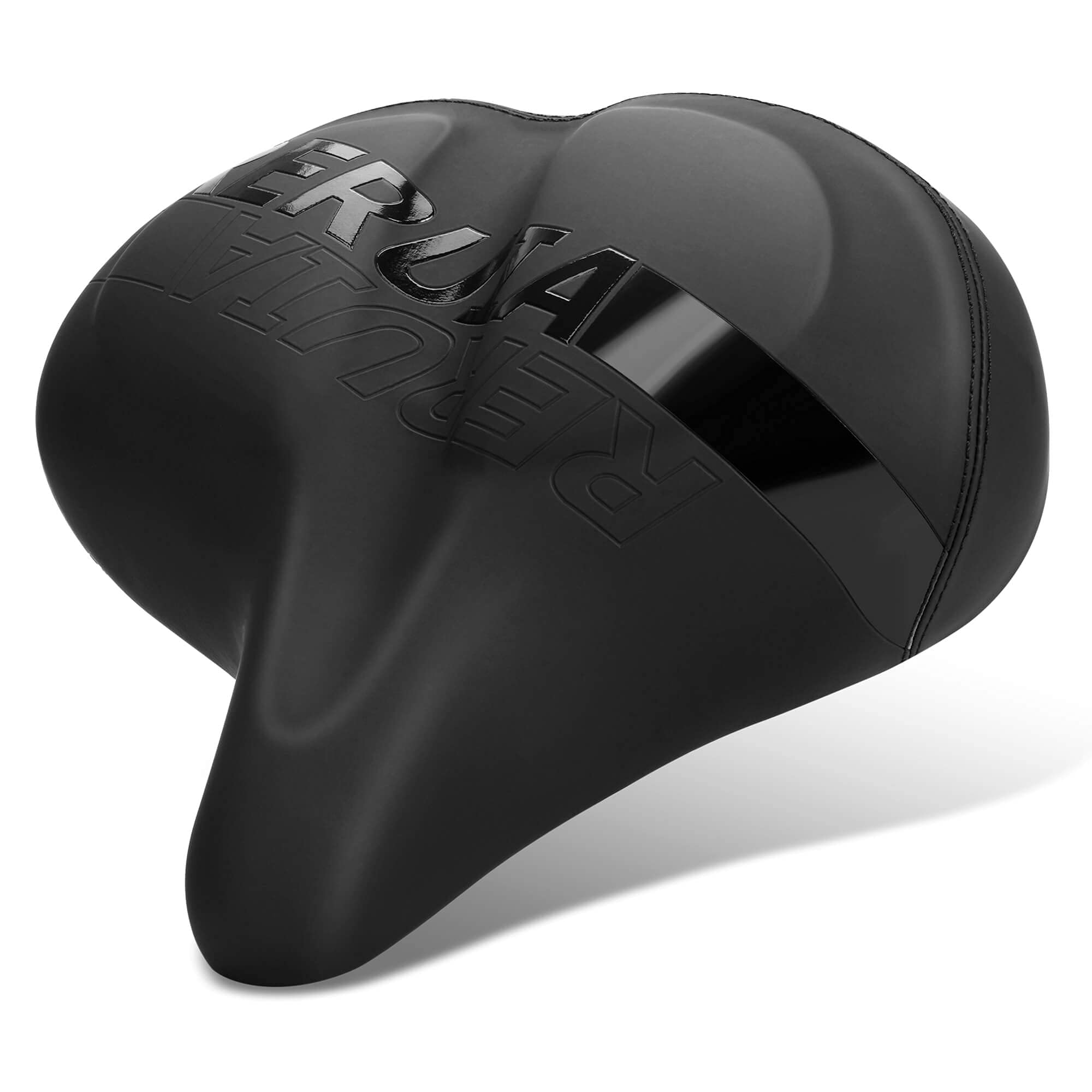 RERUIA Large Bike Seat Comfortable and Wide Saddle Dual Shock Absorbing Exercise Bicycle Seat Leather Cover Waterproof Universal Fit for Outdoor Indoor Cycling Men Women Seniors Replacement Part — image 1