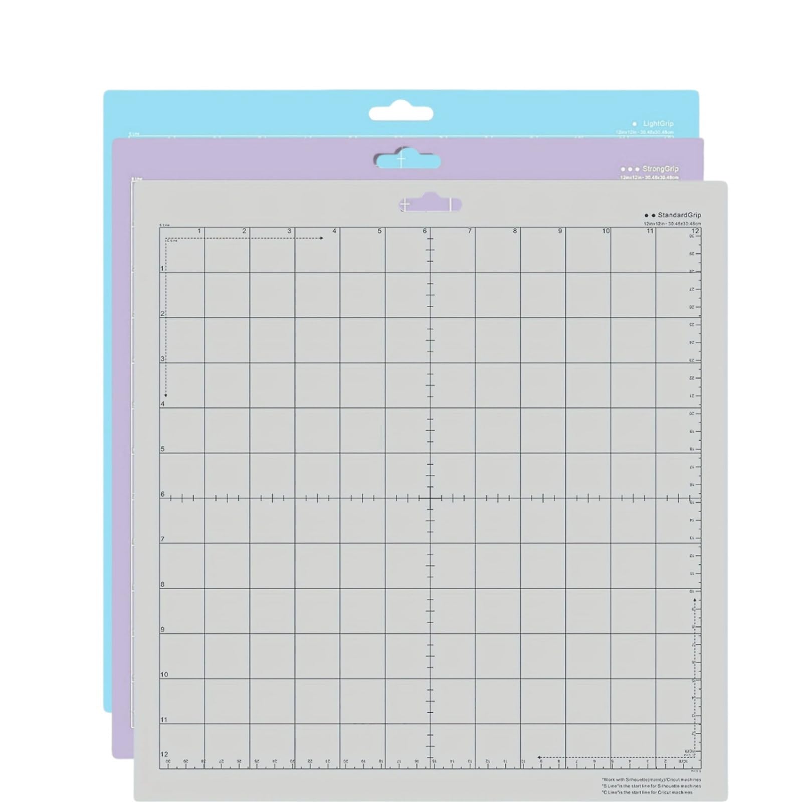 Schneidematte 12x12 Schneidematte, for 4/3/2/1 (Standard, Leicht, Stark), mit Raster und rutschfest Büro(3Pcs Mixed)