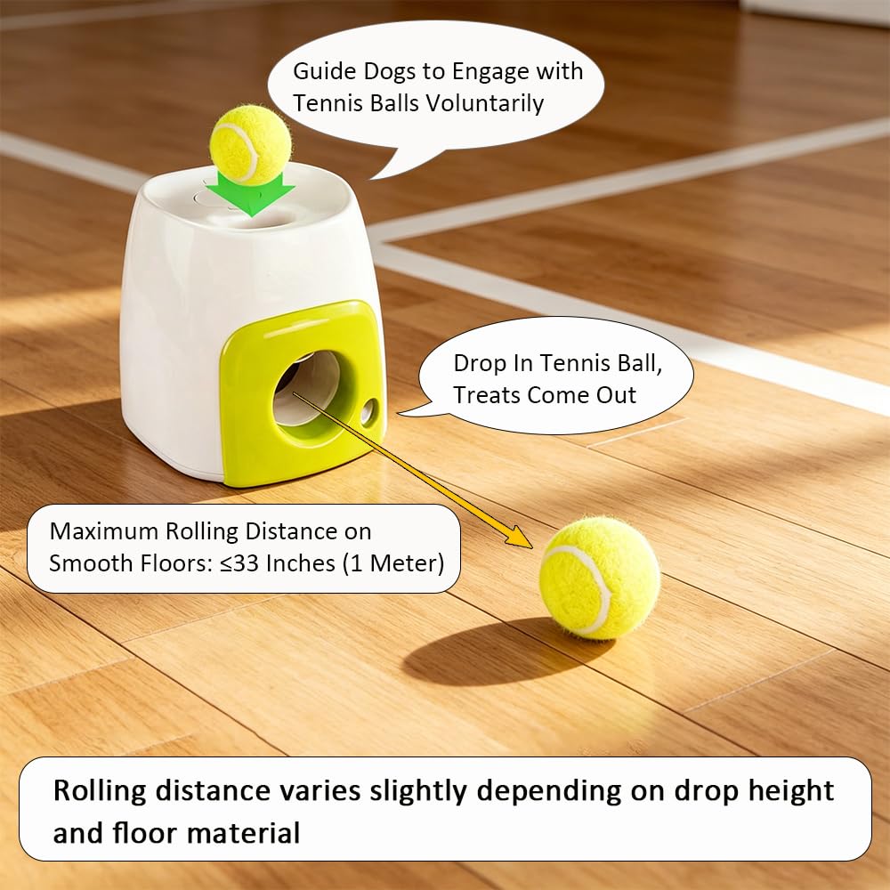 Máquina lanzadora de pelotas de perro, rodillo interactivo de pelotas de tenis con recompensa de golosinas, juguete ABS para mascotas para jugar en interiores y exteriores