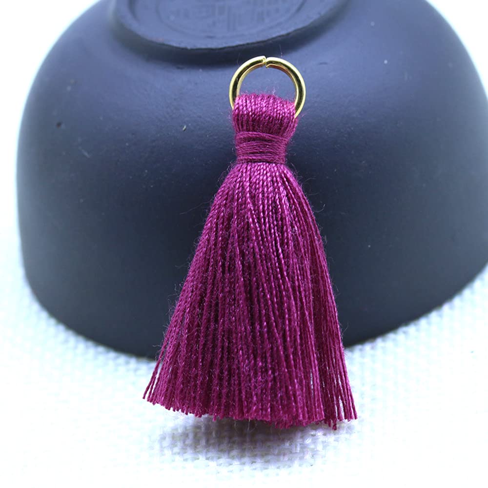 50 Mini Nappe In Setosina Per Gioielli Fai Da Te - Ciondoli A Frangia 2 Cm Per Orecchini, Collane, Borse, Grigio Scuro