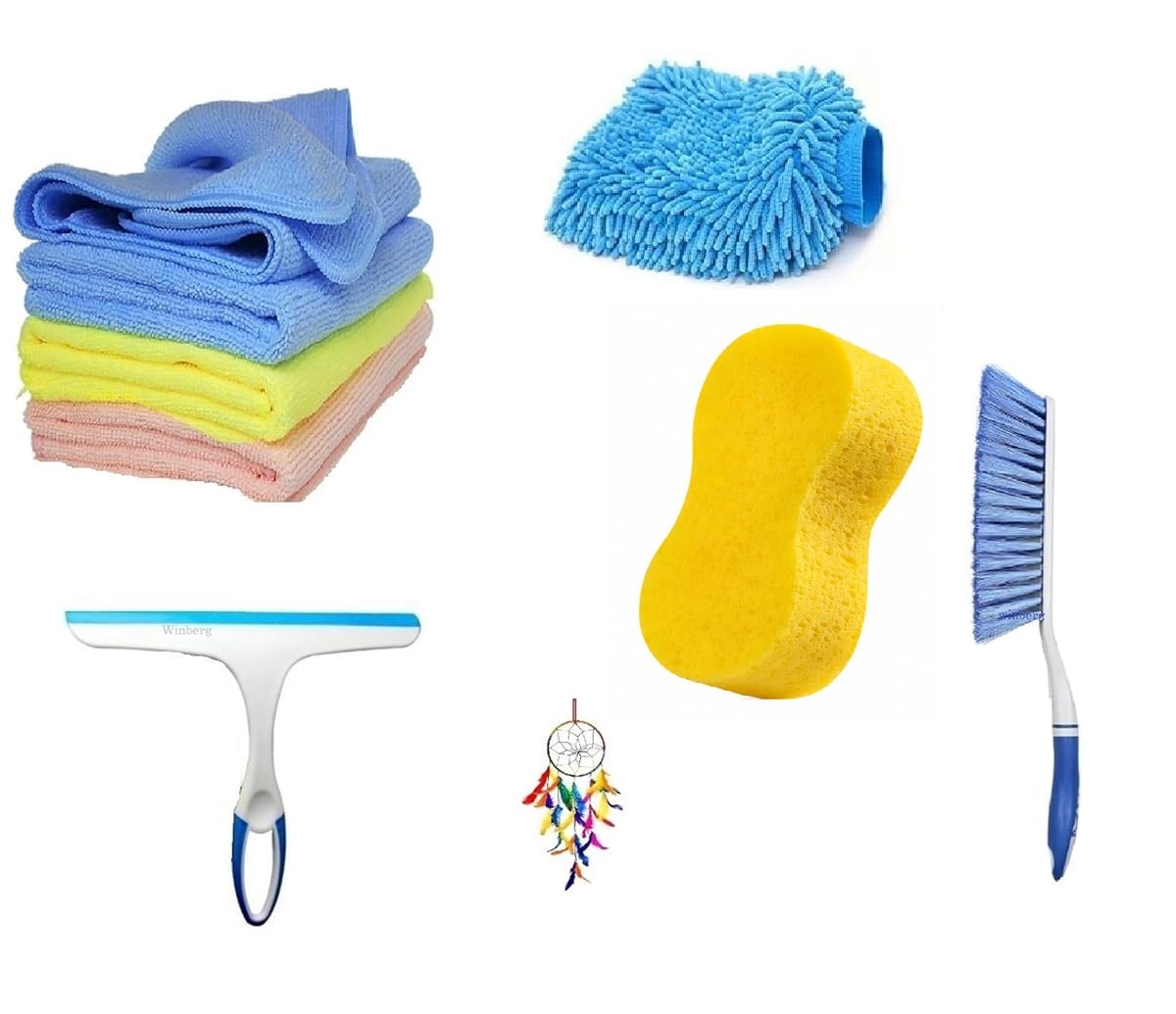 Winberg ® Car Cleaning Combo Pack Microfiber Towel 3 pcs 1 Carpet Brush 1 Washing Scurb Microfibre Gloves full Interior and Exterior Cleaning Kit - CarCLNG06-image-23